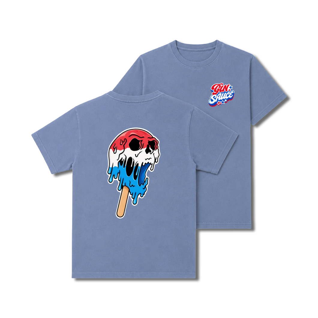 DEATHPOPS USA TEE- FADED BLUE