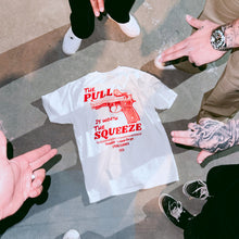 TRIGGER SQUEEZE TEE- WHITE/RED